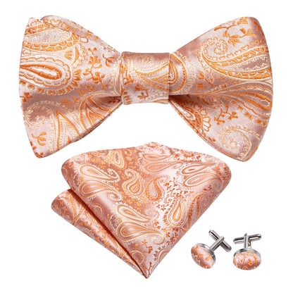Orange Paisley Bow Tie Set bow ties    - Sophisticated Gentlemen