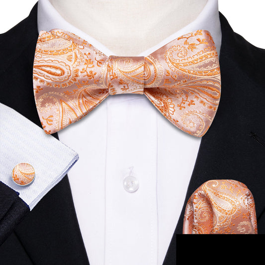 Orange Paisley Bow Tie Set bow ties    - Sophisticated Gentlemen
