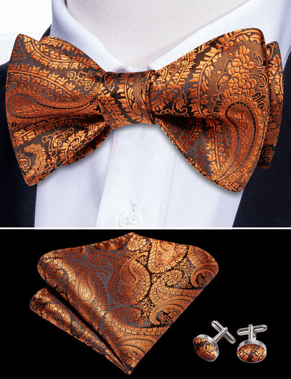Brown Paisley Bow Tie Set bow ties    - Sophisticated Gentlemen