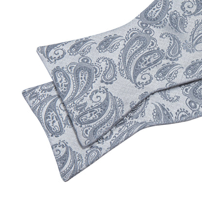 Silver Paisley Paisley Bow Tie Set bow ties    - Sophisticated Gentlemen