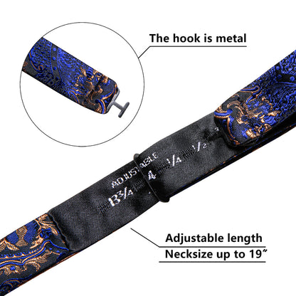Blue Brown Paisley Silk Bow Tie Set bow ties    - Sophisticated Gentlemen
