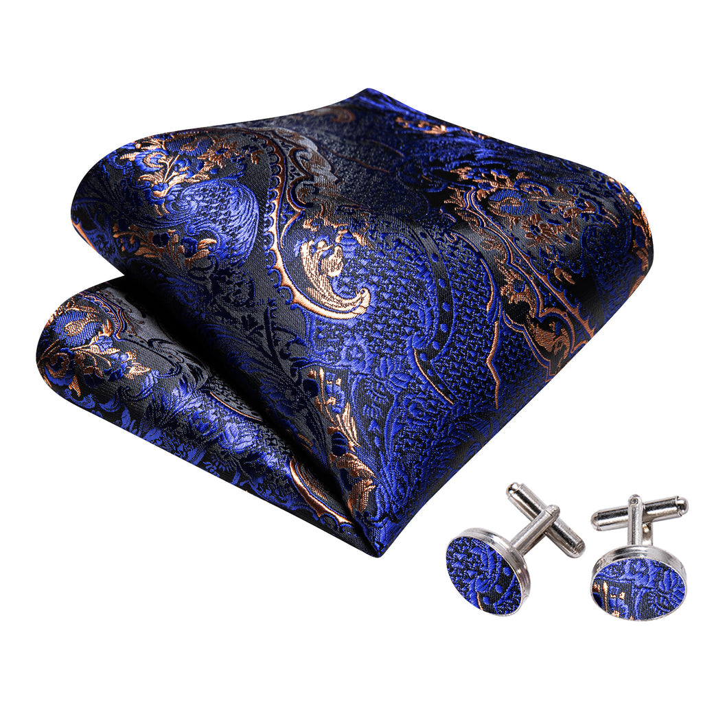Blue Brown Paisley Silk Bow Tie Set bow ties    - Sophisticated Gentlemen