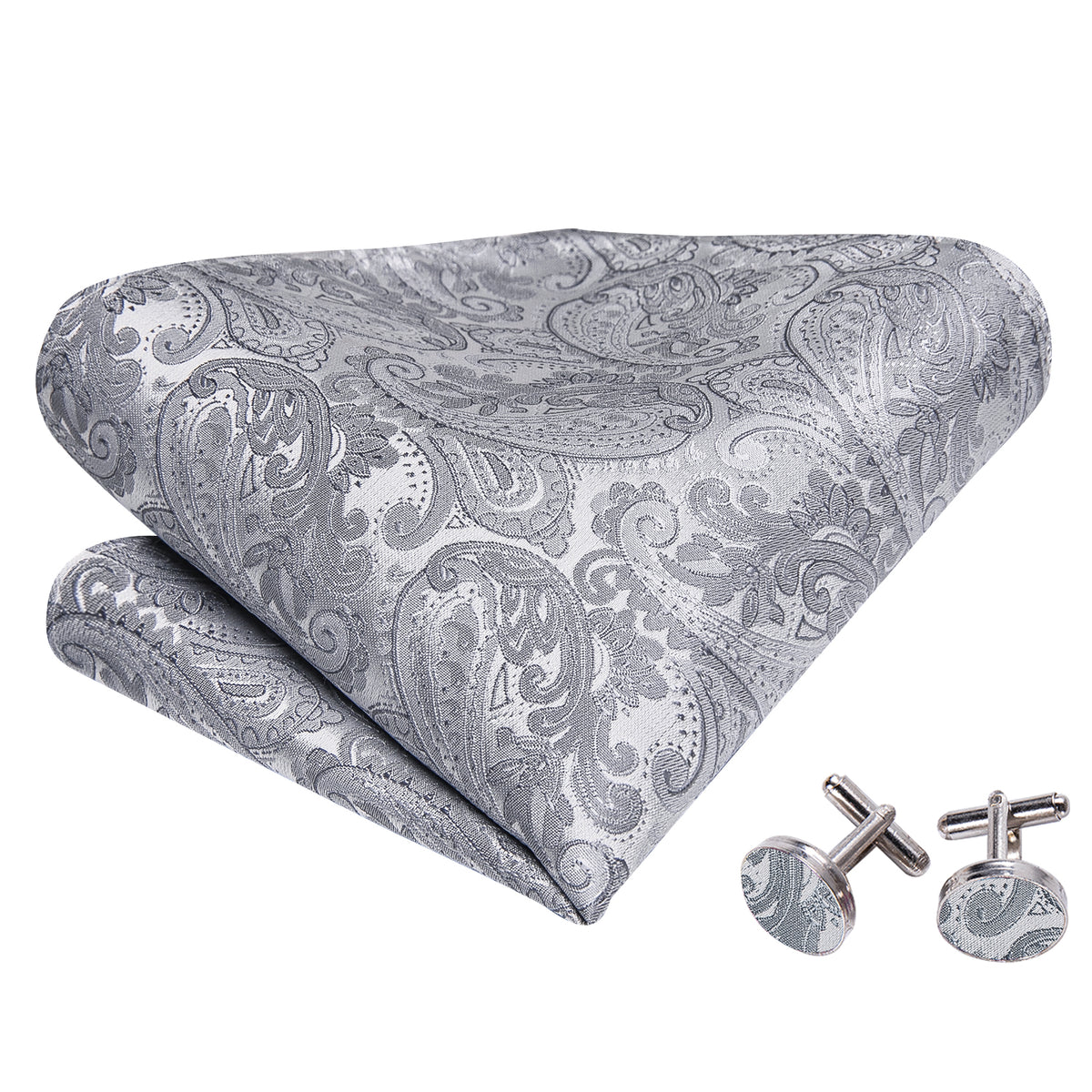 Silver Paisley Solid Bow Tie Set bow ties    - Sophisticated Gentlemen