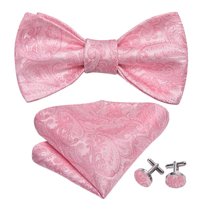 Pink Paisley Bow Tie Set bow ties    - Sophisticated Gentlemen