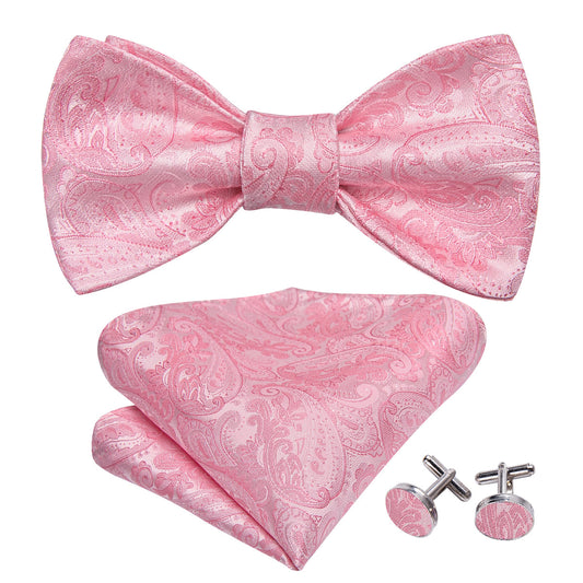Pink Paisley Bow Tie Set bow ties    - Sophisticated Gentlemen