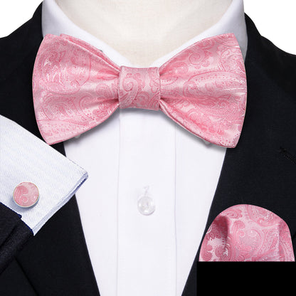 Pink Paisley Bow Tie Set bow ties    - Sophisticated Gentlemen