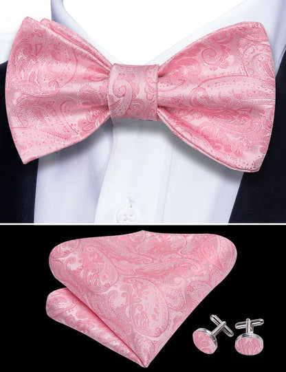 Pink Paisley Bow Tie Set bow ties    - Sophisticated Gentlemen