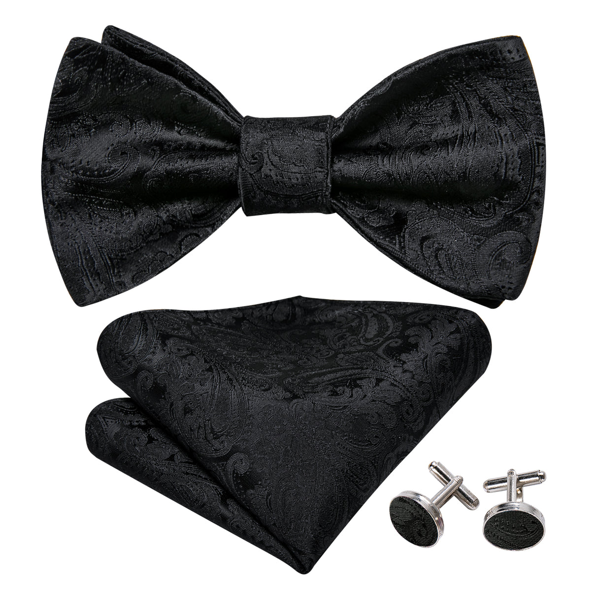 Black Paisley Bow Tie Set bow ties    - Sophisticated Gentlemen