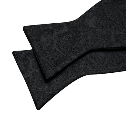 Black Paisley Bow Tie Set bow ties    - Sophisticated Gentlemen