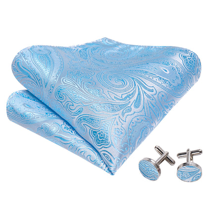 Blue White Paisley Bow Tie Set bow ties    - Sophisticated Gentlemen
