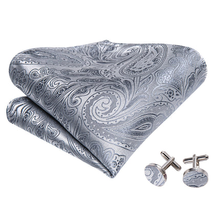 Silver Paisley Bow Tie Set bow ties    - Sophisticated Gentlemen