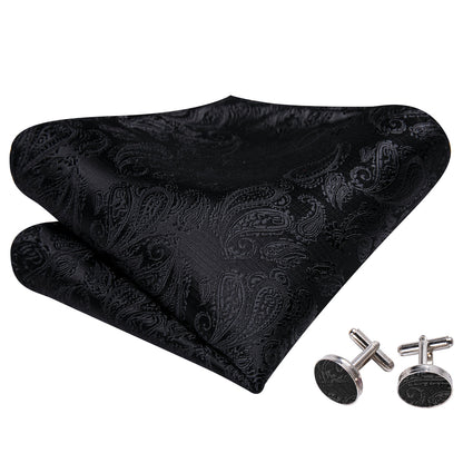 Luxury Black Paisley Bow Tie Set bow ties    - Sophisticated Gentlemen