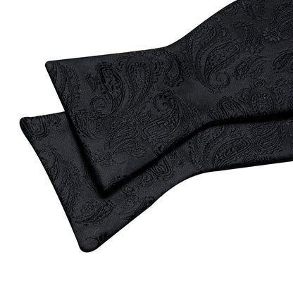Luxury Black Paisley Bow Tie Set bow ties    - Sophisticated Gentlemen
