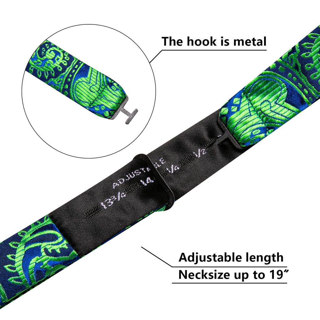 Green Navy Floral Paisley Bow Tie Set bow ties    - Sophisticated Gentlemen