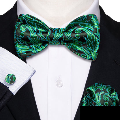 Fashion Green Paisley Bow Tie Set bow ties    - Sophisticated Gentlemen