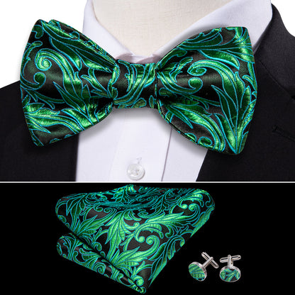 Fashion Green Paisley Bow Tie Set bow ties    - Sophisticated Gentlemen