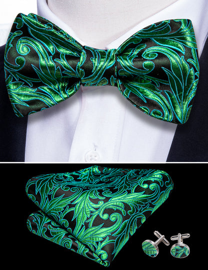 Fashion Green Paisley Bow Tie Set bow ties    - Sophisticated Gentlemen