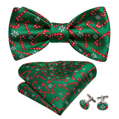 Green Candy Cane Christmas Pattern Bow Tie Set bow ties    - Sophisticated Gentlemen