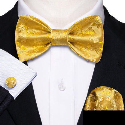Gold Floral Bow Tie Set bow ties    - Sophisticated Gentlemen