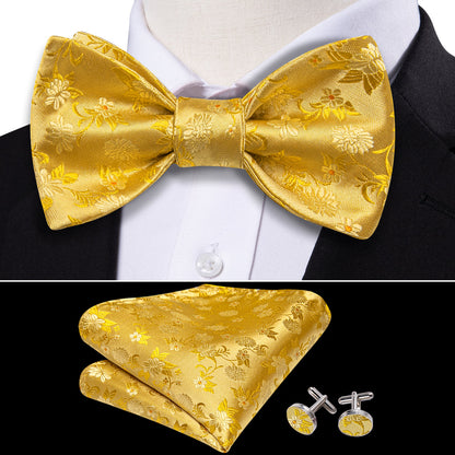 Gold Floral Bow Tie Set bow ties    - Sophisticated Gentlemen