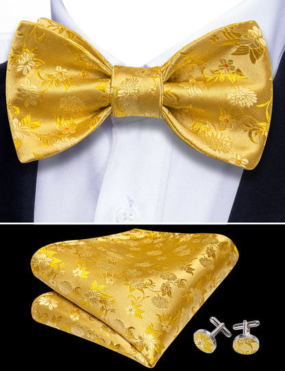 Gold Floral Bow Tie Set bow ties    - Sophisticated Gentlemen
