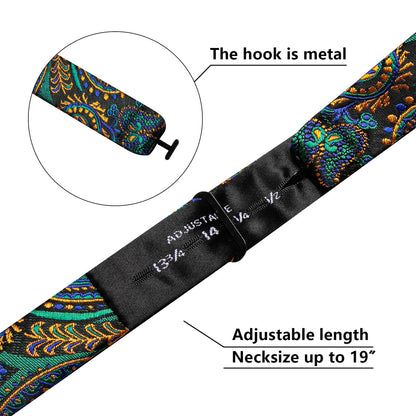 Blue Teal Orange Paisley Bow Tie Set bow ties    - Sophisticated Gentlemen