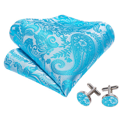 Blue and Silver Paisley Bow Tie Set bow ties - Sophisticated Gentlemen