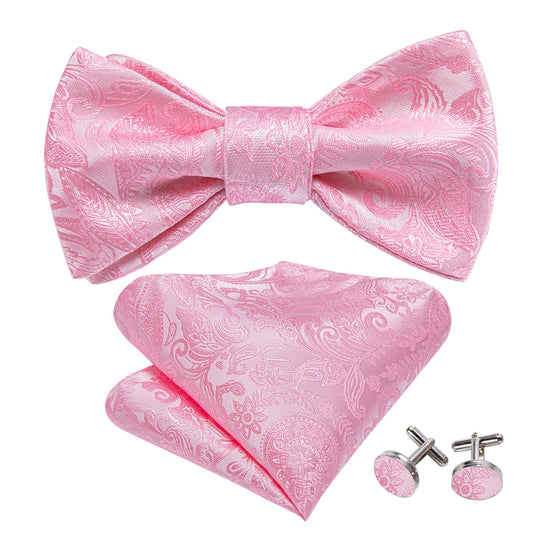 Pink Paisley Bow Tie Set bow ties    - Sophisticated Gentlemen