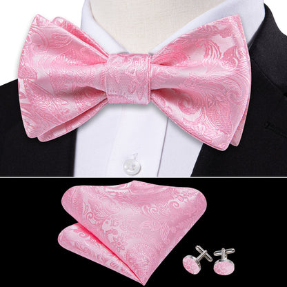 Pink Paisley Bow Tie Set bow ties    - Sophisticated Gentlemen