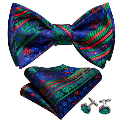 Blue Green Snowflake Christmas Bow Tie Set bow ties    - Sophisticated Gentlemen