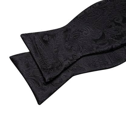 Black Paisley Bow Tie Set bow ties    - Sophisticated Gentlemen