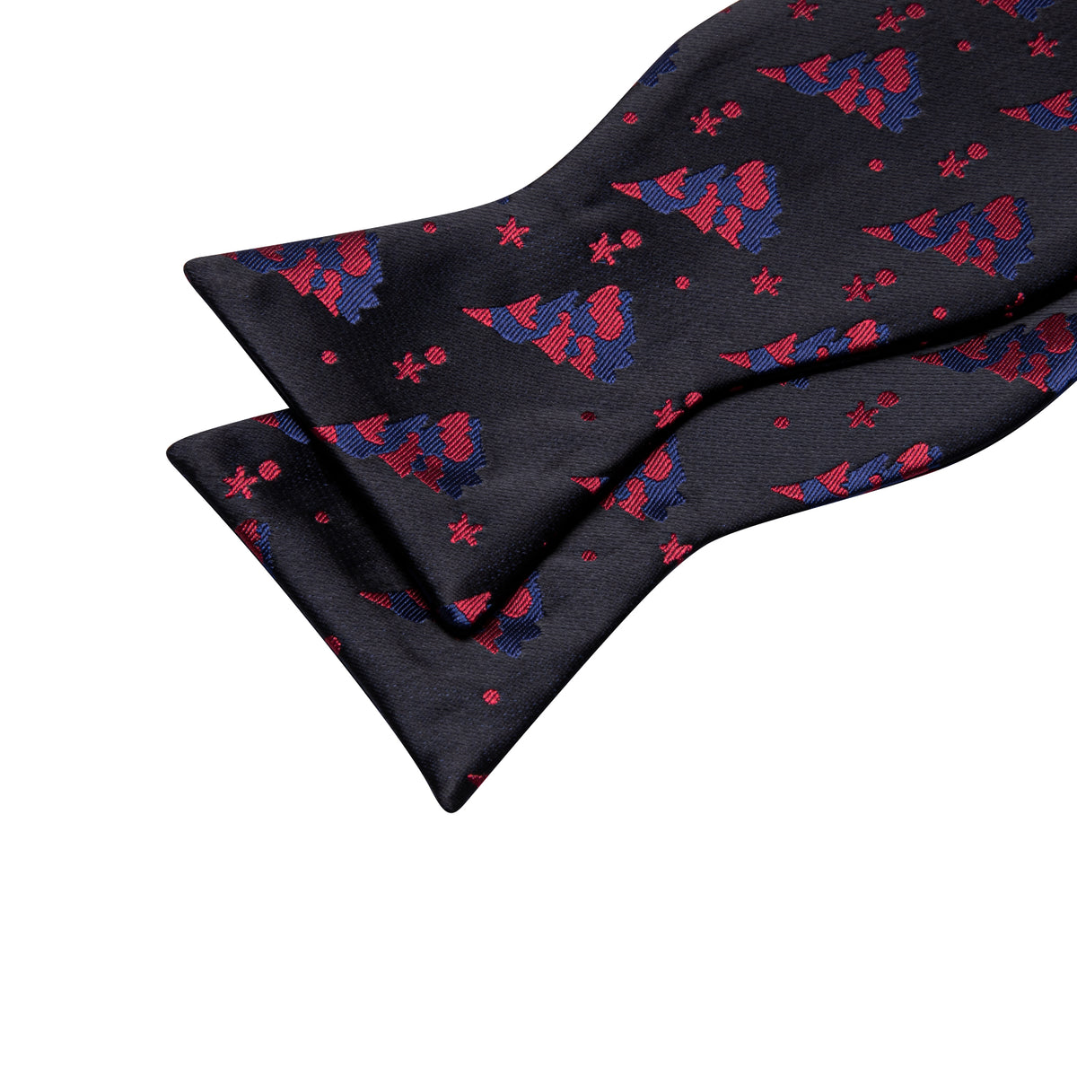 Black Red Tree Silk Christmas Bow Tie Set bow ties    - Sophisticated Gentlemen