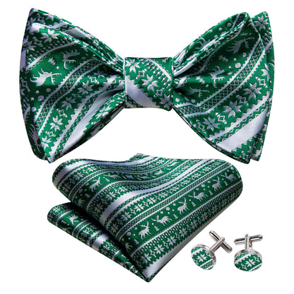 Green White Elk Christmas Bow Tie Set bow ties    - Sophisticated Gentlemen