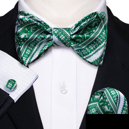 Green White Elk Christmas Bow Tie Set bow ties    - Sophisticated Gentlemen