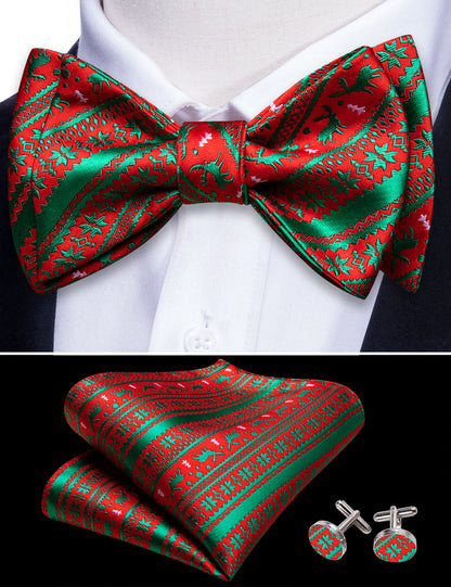 Green Red Xmas Elk Bow Tie Set bow ties    - Sophisticated Gentlemen
