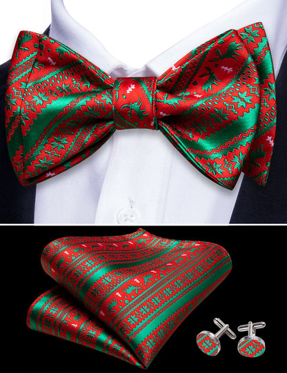 Green Red Xmas Elk Bow Tie Set bow ties    - Sophisticated Gentlemen