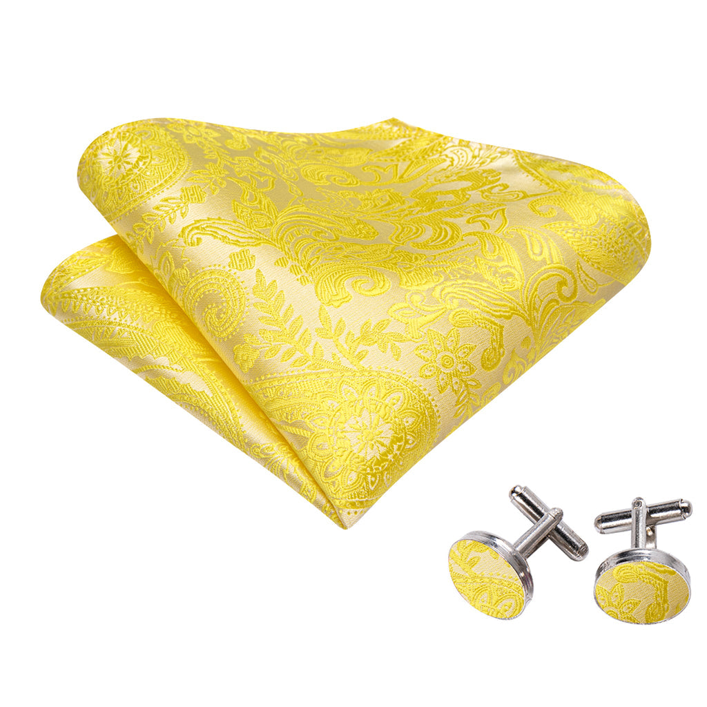 Light Yellow Paisley Silk Bow Tie Set bow ties    - Sophisticated Gentlemen
