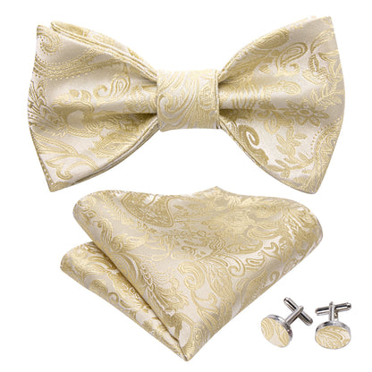 Linen Paisley Silk Bow Tie Set bow ties    - Sophisticated Gentlemen