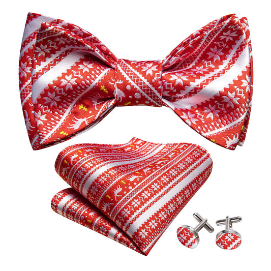 Red Silver Elk Christmas Bow Tie Set bow ties    - Sophisticated Gentlemen