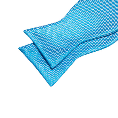 Sky Blue Striped Silk Bow Tie Set bow ties    - Sophisticated Gentlemen