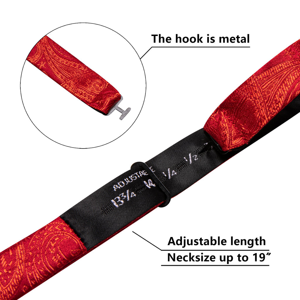 Strong Red Paisley Silk Bow Tie Set bow ties    - Sophisticated Gentlemen