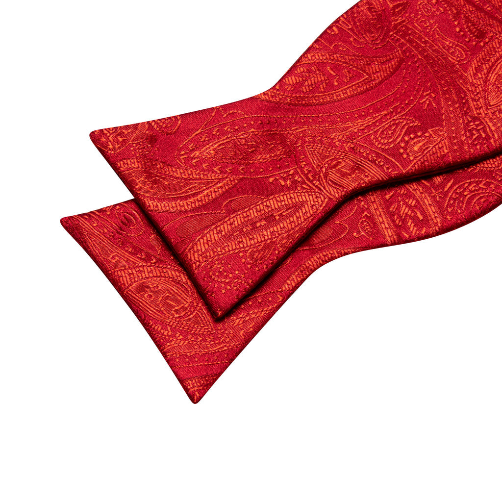 Strong Red Paisley Silk Bow Tie Set bow ties    - Sophisticated Gentlemen