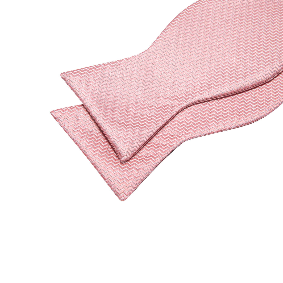 Pink White Striped Silk Bow Tie Set bow ties    - Sophisticated Gentlemen