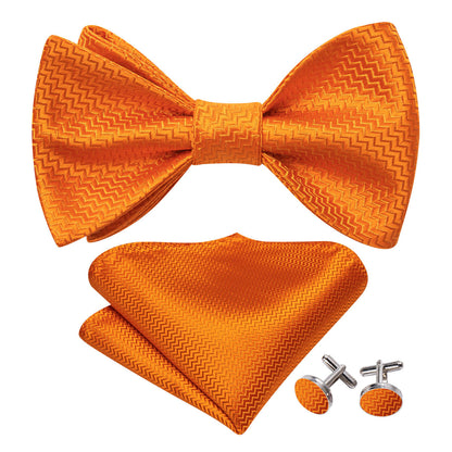 Orange Striped Silk Bow Tie Set bow ties    - Sophisticated Gentlemen