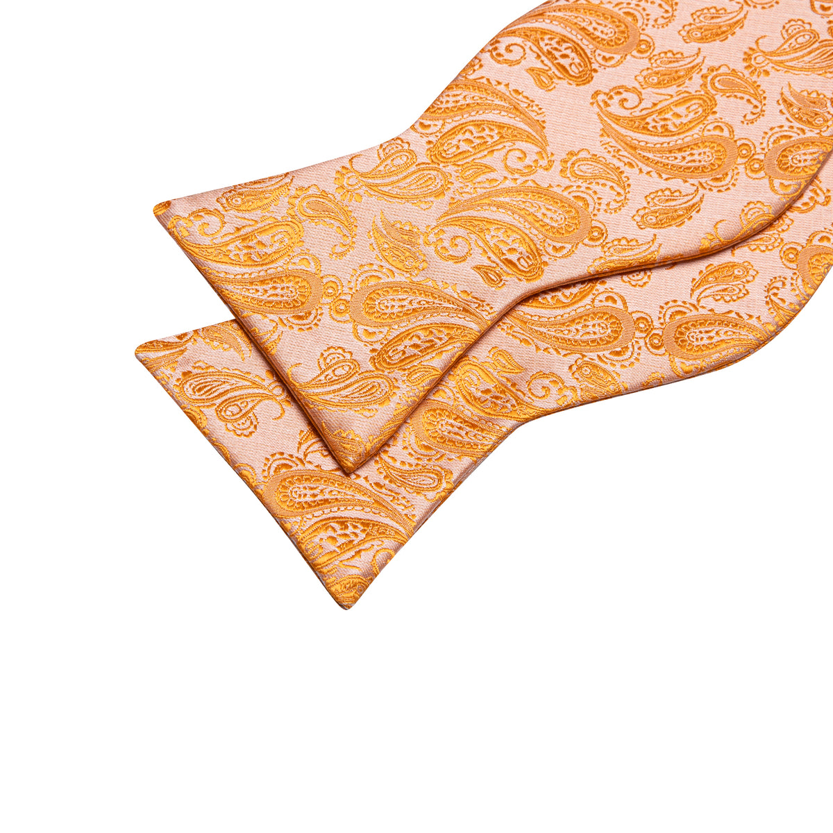 Orange Silver Paisley Bow Tie Set bow ties    - Sophisticated Gentlemen