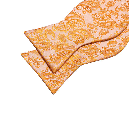 Orange Silver Paisley Bow Tie Set bow ties    - Sophisticated Gentlemen