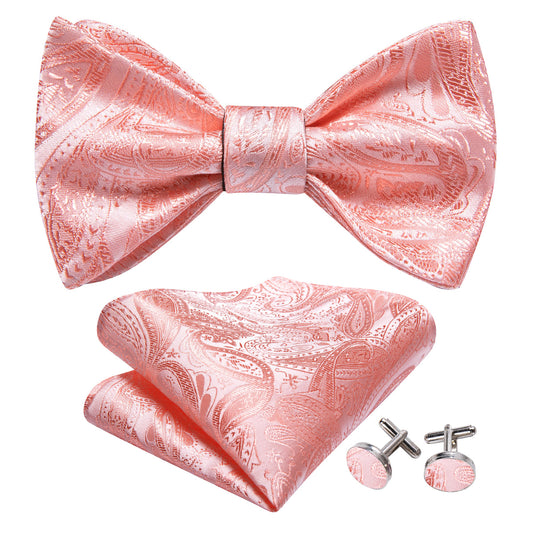 Pink Paisley Formal Bow Tie Set bow ties    - Sophisticated Gentlemen
