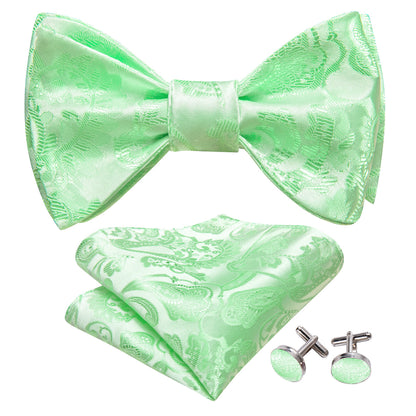 Turquoise Green Paisley Bow Tie Set bow ties    - Sophisticated Gentlemen
