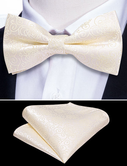 White Floral Silk Children Bow Tie Set bow ties    - Sophisticated Gentlemen