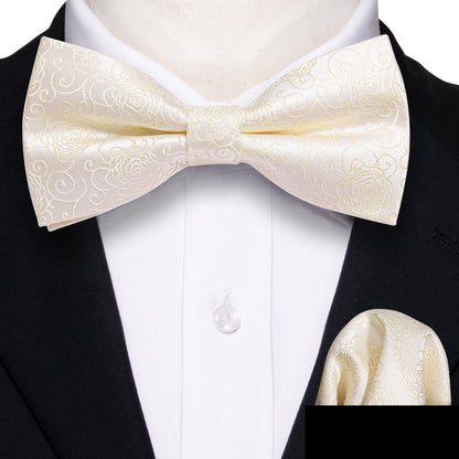 White Floral Silk Children Bow Tie Set bow ties    - Sophisticated Gentlemen